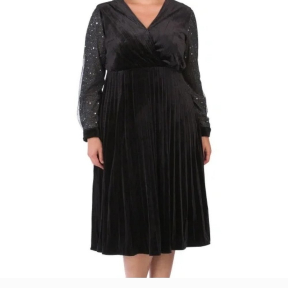 Bnwt Dalia MacPhee velvet dress with star and moon glitter sleeves sz 2x